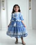 فستان مُزين بشرائط دانتيل للبنات مقاس كبير