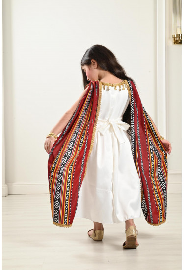 فستان بناتي بوشاح طويل