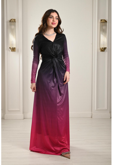 فستان طويل مرصع بالخرز فستان طويل مرصع بالخرز