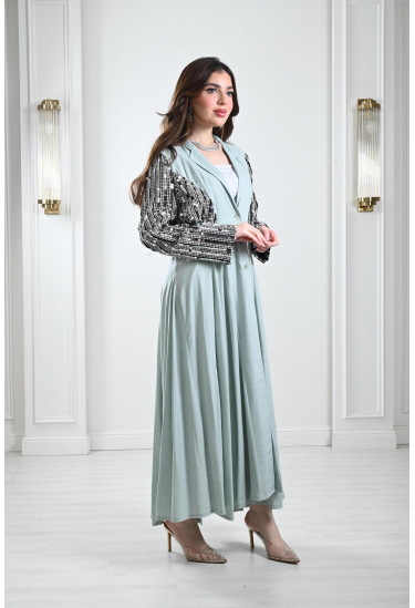 جلابية طويلة بأكمام ترتر