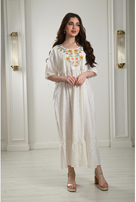 جلابية ميدي بتطريز ملون