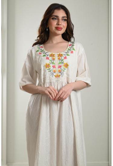 جلابية ميدي بتطريز ملون