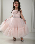 فستان بناتي تل طبقات مكشكشة