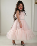 فستان بناتي تل طبقات مكشكشة