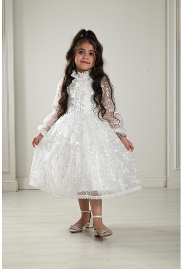 فستان بناتي مطرز بالكامل مقاس كبير