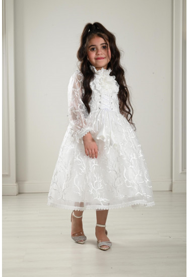 فستان بناتي مطرز بالكامل مقاس كبير