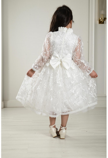 فستان بناتي مطرز بالكامل مقاس كبير