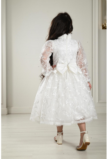 فستان بناتي مطرز بالكامل مقاس كبير