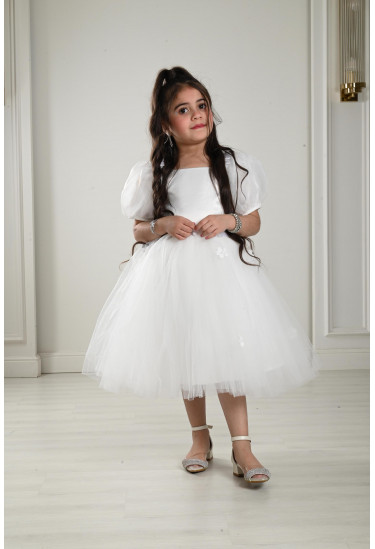 فستان بناتي بأكمام منفوخة مقاس كبير