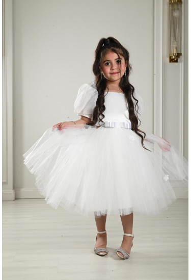 فستان بناتي بأكمام منفوخة مقاس كبير