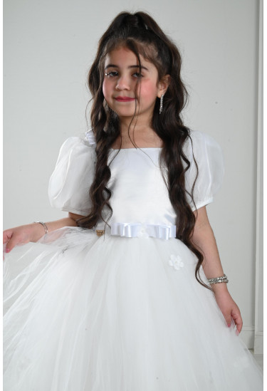 فستان بناتي بأكمام منفوخة مقاس كبير