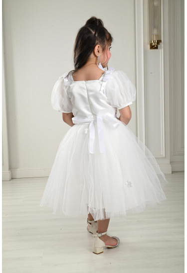 فستان بناتي بأكمام منفوخة