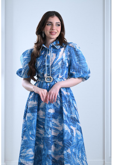 فستان ميدي بياقة كلاسيكية فستان ميدي بياقة كلاسيكية