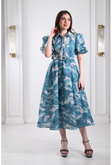 فستان ميدي بياقة كلاسيكية فستان ميدي بياقة كلاسيكية