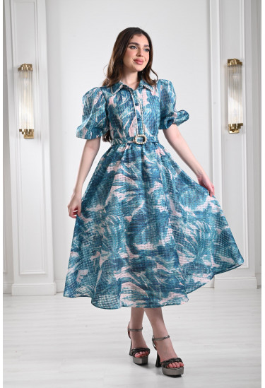 فستان ميدي بياقة كلاسيكية فستان ميدي بياقة كلاسيكية