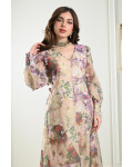 فستان بطباعات زهور ملونة