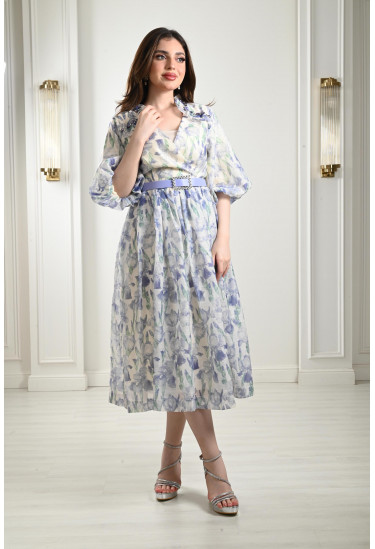 فستان ميدي بنقوشات زهور