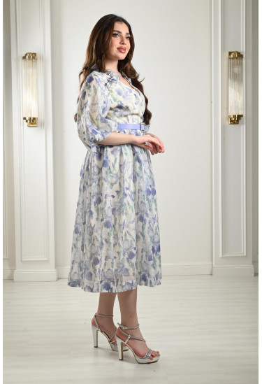 فستان ميدي بنقوشات زهور