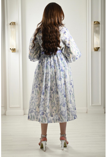 فستان ميدي بنقوشات زهور