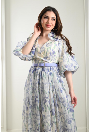 فستان ميدي بنقوشات زهور