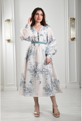 فستان نسائي بطباعات من الزهور