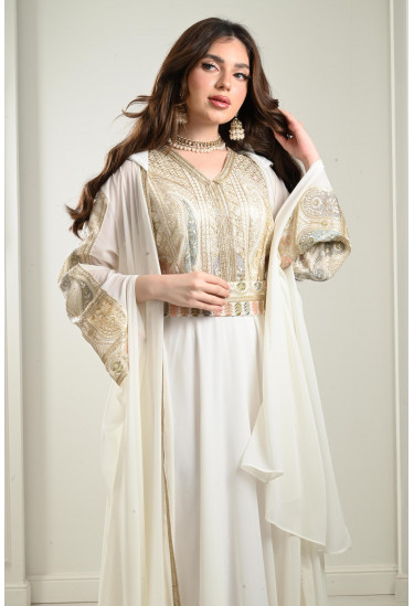 جلابية شيفون طويلة - 2 قطعة