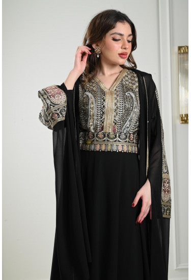 جلابية شيفون طويلة - 2 قطعة