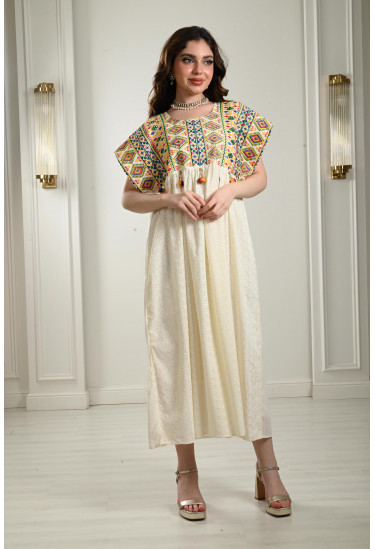 جلابية ميدي دانتيل مطرزة