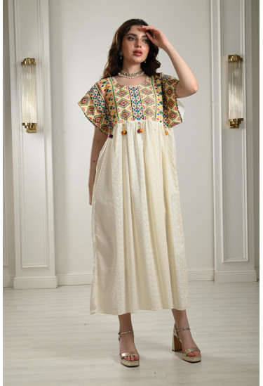 جلابية ميدي دانتيل مطرزة