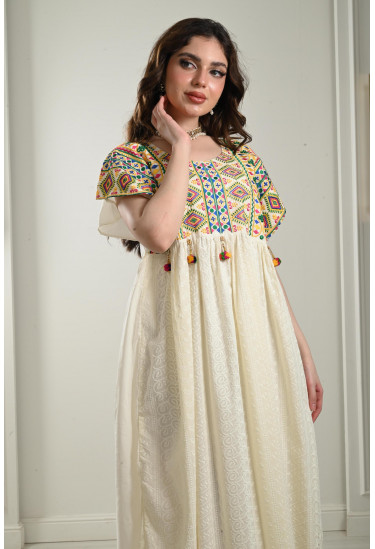 جلابية ميدي دانتيل مطرزة