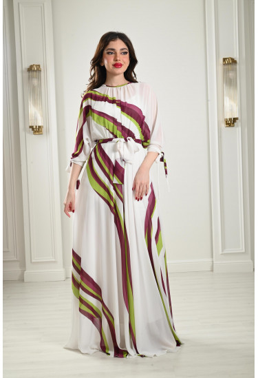 فستان كيمونو بنمط كتل الألوان