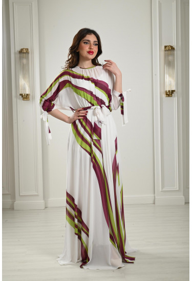 فستان كيمونو بنمط كتل الألوان