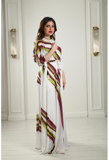 فستان كيمونو بنمط كتل الألوان