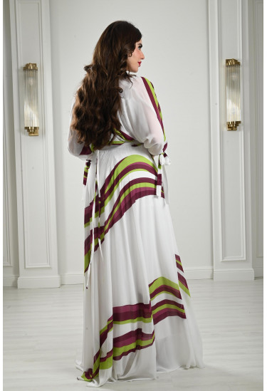 فستان كيمونو بنمط كتل الألوان