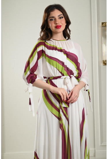 فستان كيمونو بنمط كتل الألوان