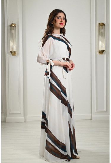 فستان كيمونو بنمط كتل الألوان