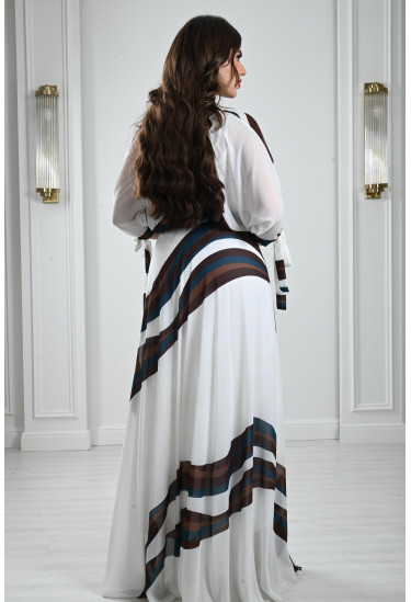 فستان كيمونو بنمط كتل الألوان