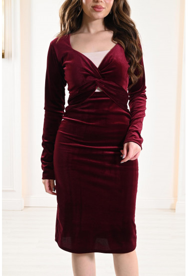 فستان ميدي قطيفه قصير