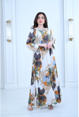 جلابية طويلة بتصميم وردي جلابية طويلة بتصميم وردي