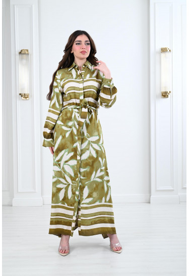 فستان طويل بحزام علي الخصر