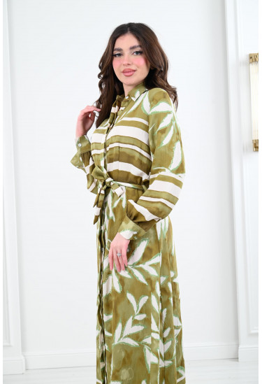 فستان طويل بحزام علي الخصر