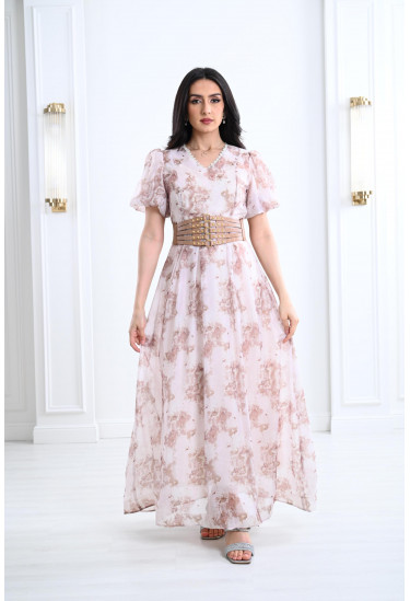 فستان طويل باكمام قصيرة