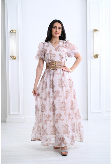 فستان طويل باكمام قصيرة