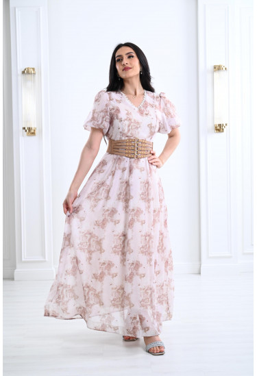 فستان طويل باكمام قصيرة