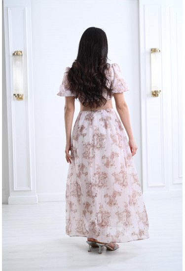 فستان طويل باكمام قصيرة