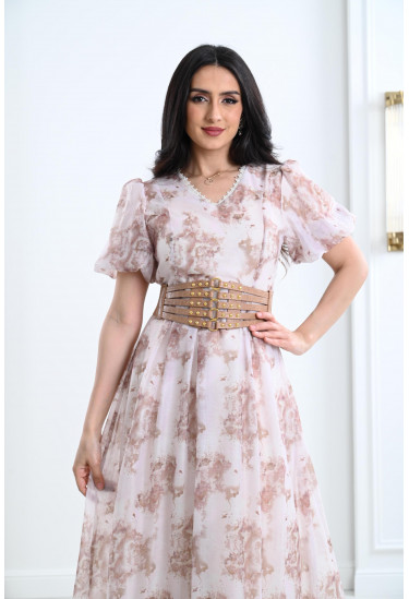 فستان طويل باكمام قصيرة