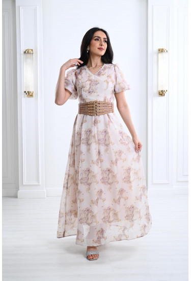 فستان طويل باكمام قصيرة