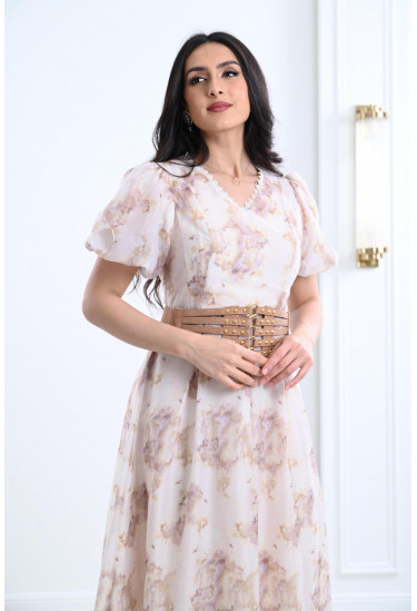 فستان طويل باكمام قصيرة