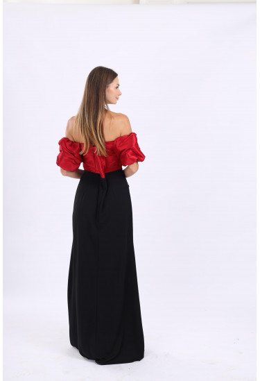 فستان سهرة أنيق اوف شولدر بتصميم مميز