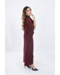 فستان سهرة أنيق مزين بحبات لؤلؤ